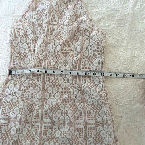 Forever 21 size S Bodycon Crochet Overlay High Neck Scallop Hem Dress - Picture 6 of 10